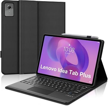 Keyboard Case for Lenovo Idea Tab Plus 12.1 Inch, UK Layout Magnetically Detachable Wireless Bluetooth Keyboard with Slim Cover and Trackpad for Lenovo Idea Tab Plus 12.1" 2025 Tablet, Lavender Black