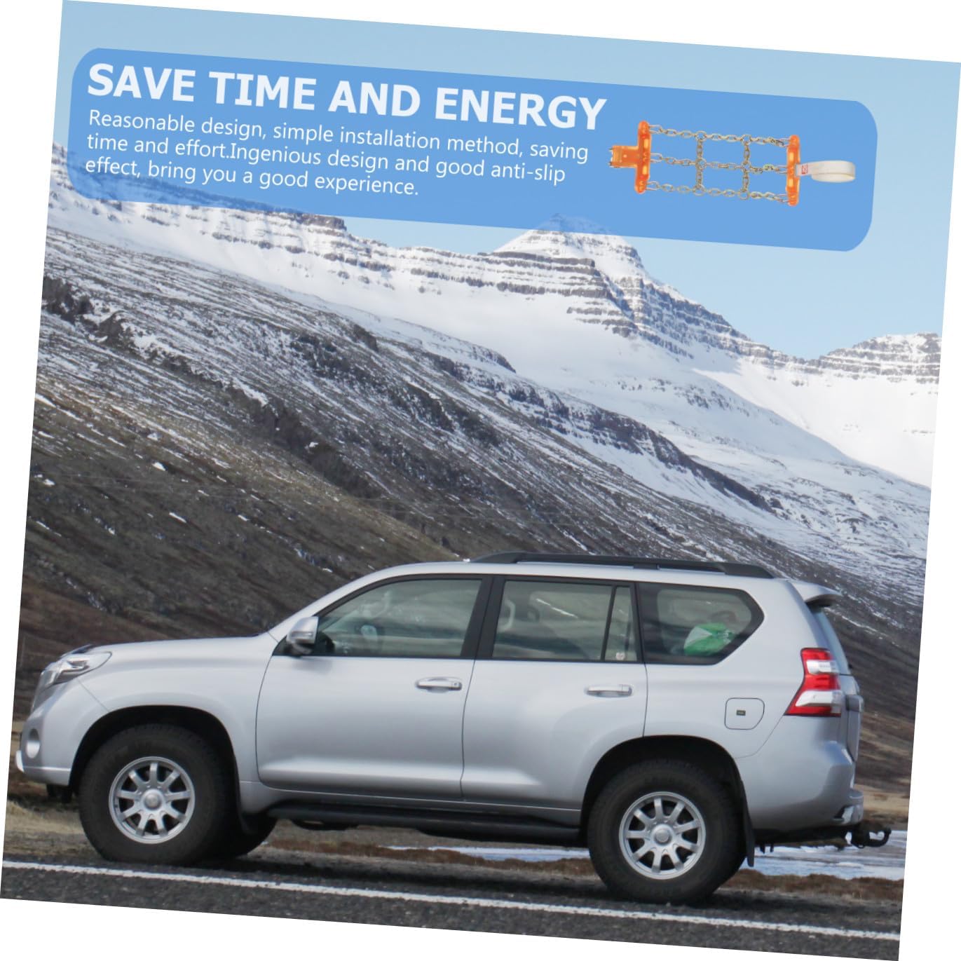 Kichvoe Winter Snow Tire Chain Large Anti-skid Steel Car Wheel Chain for Suv Passenger Vehicles Outdoor Use in Snow and Ice Conditions