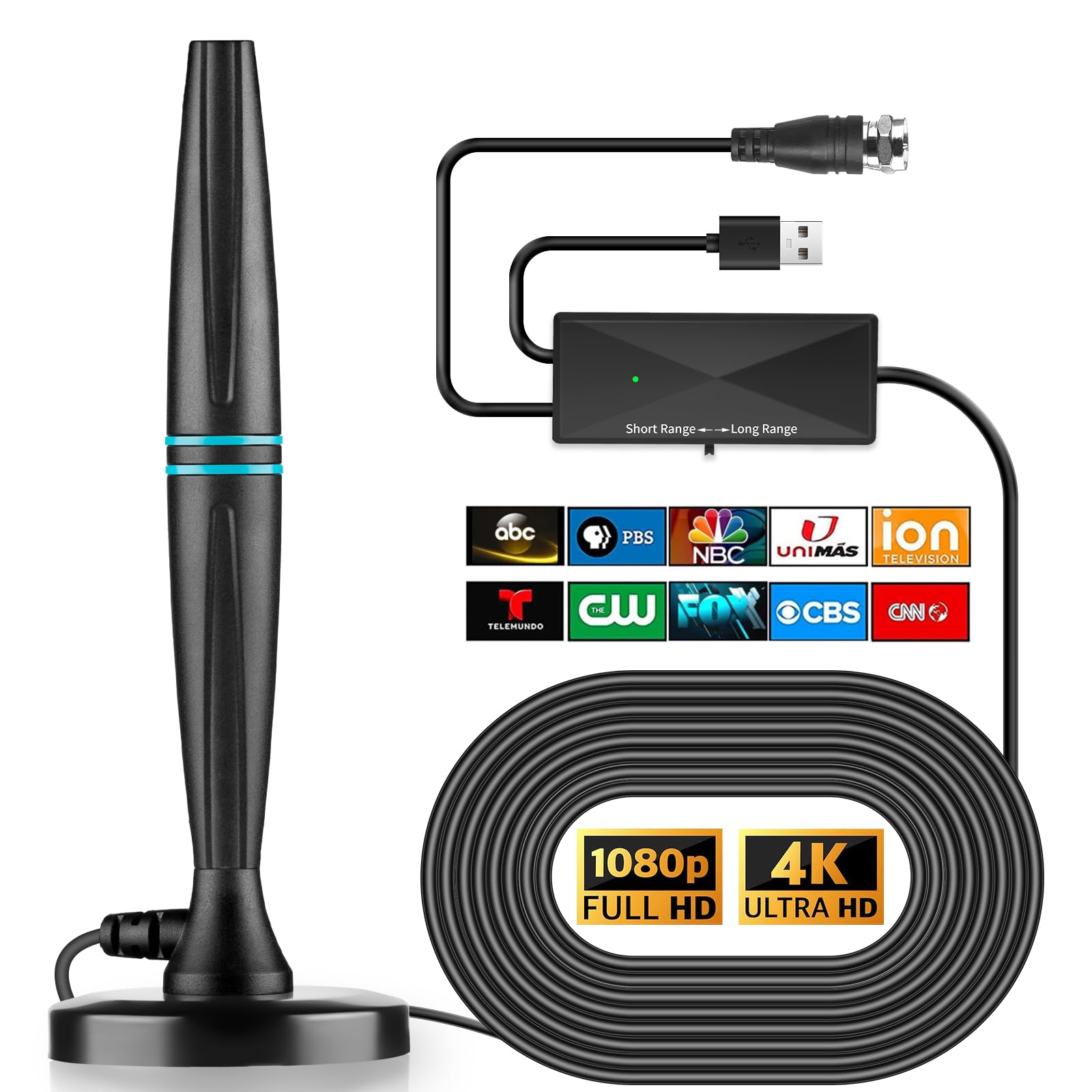 Antenna TV Interna, 580+ KM Gamma 360° Ricezione Del Segnale Indoor