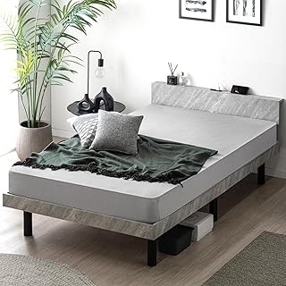 タンスのゲン ベッド 単品 セミダブル 宮棚付き ２口コンセント付 高さ調整OK ベッドフレーム すのこベッド 49600141(114689)