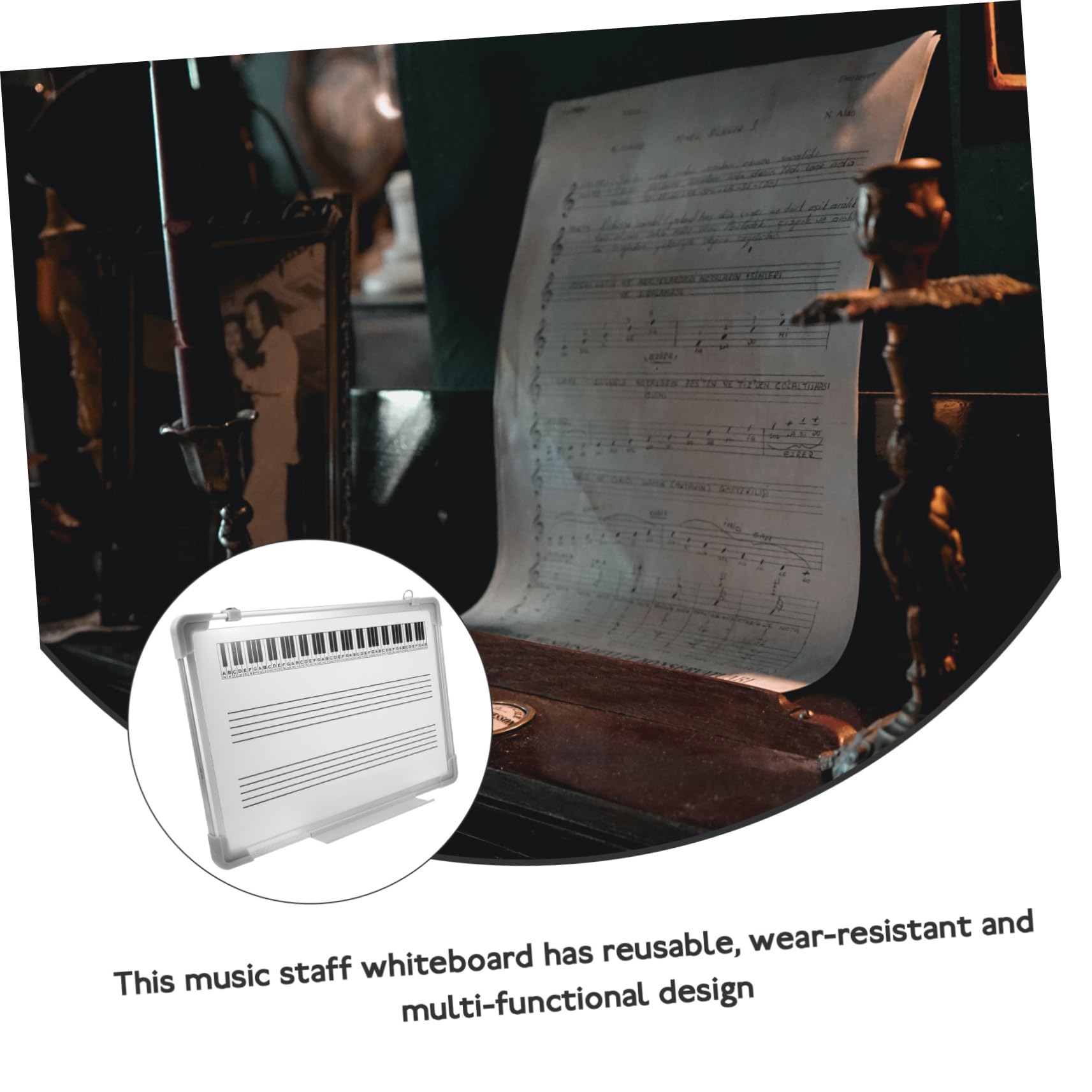 STOBOK Trocken Abwischbares Notenlinien Whiteboard für Musikunterricht Leichte Lerntafel aus Aluminiumlegierung Weiß für Schule und Zuhause