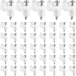 48 Pack 3/8 Inch Window Screen Clips with Screws, Screen Clip Storm Window Clips Sturdy Storm Panel Retainer Clip for Fasten Screens, Windows and Windproof Door Panels-White