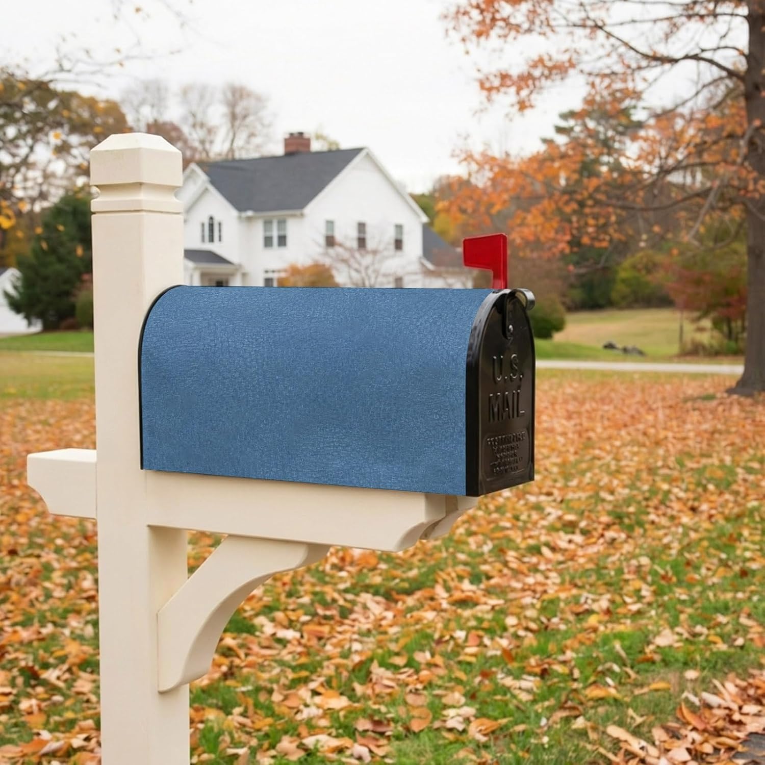 Simple Blue Mailbox Covers Magnetic Mailbox Wraps, Modern Minimalist Solid Color Art Post Letter Box Cover for Garden Yard Outdoor Decor Standard Size, 18x21 Inch image 2