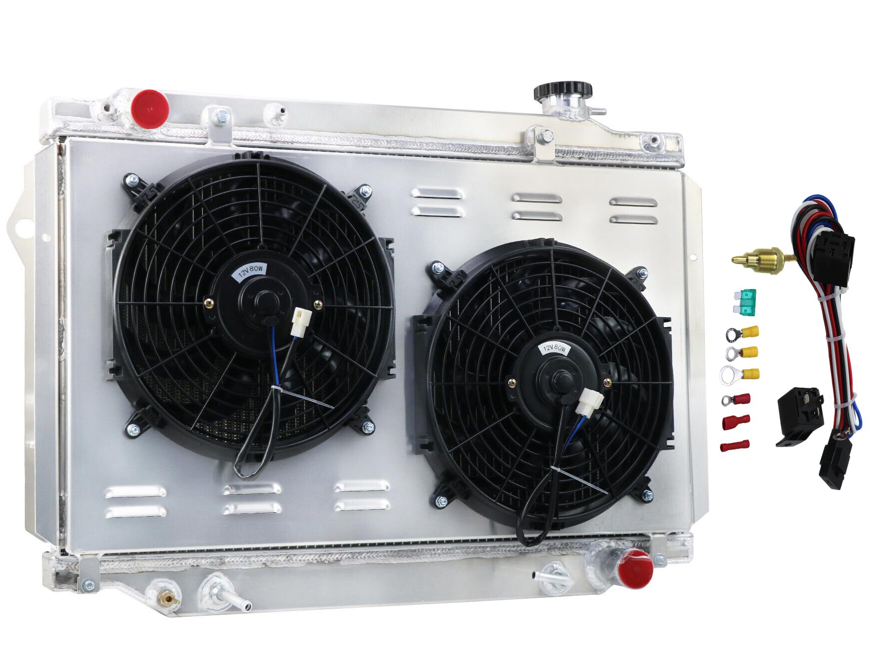 Wialufip 3 Row Aluminum Radiator for 1993-1997 Toyota Landcruiser Land cruiser LX450 4.5 L6 GAS AT/MT Radiators with Electric Fan with Relay kit