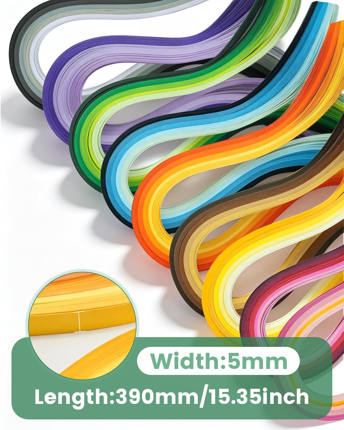 9 Set Multi-Color Paper Quilling Strips 900pcs 5mm Width, 15" Length | Gradient Series Quilling Paper Strips 39cm Length for Decorating Gift Bags Card Making DIY Art Craft