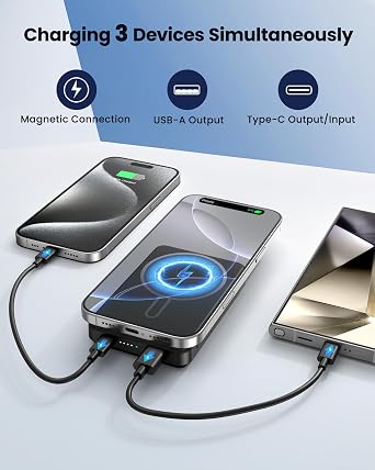 for Magsafe Battery Pack 10000mAh Magnetic Portable Charger Power Bank PD 22.5W USB C Fast Charging Wireless Battery Pack Phone Charger for iPhone 17/16/15/14/13/12 All Series
