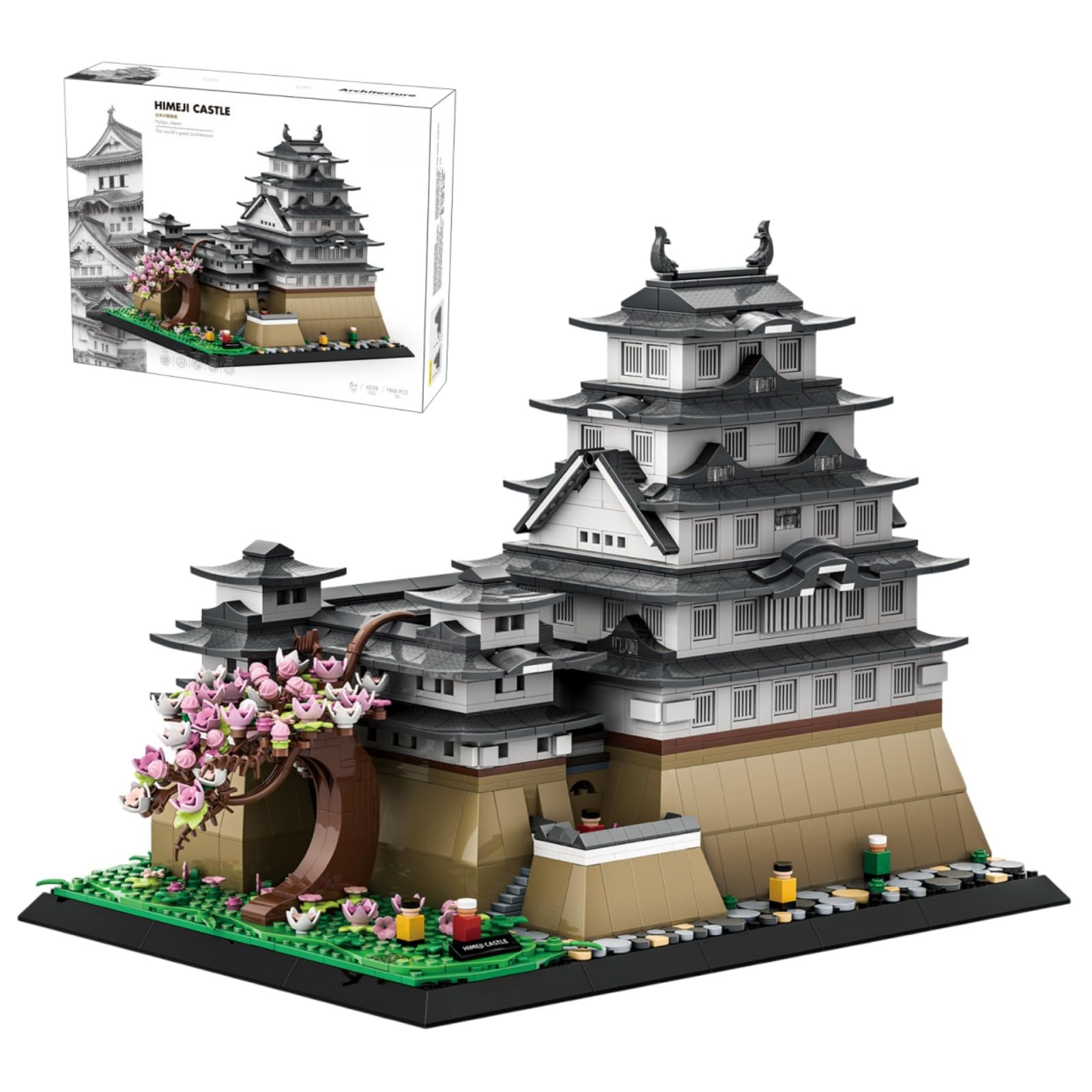 Japan Himeji Castle Building Set for Adults, 1866 Pieces Architecture Landmark Collection Building Bricks Model Kit, STEM Educational Toy, Home Office Decor Gift