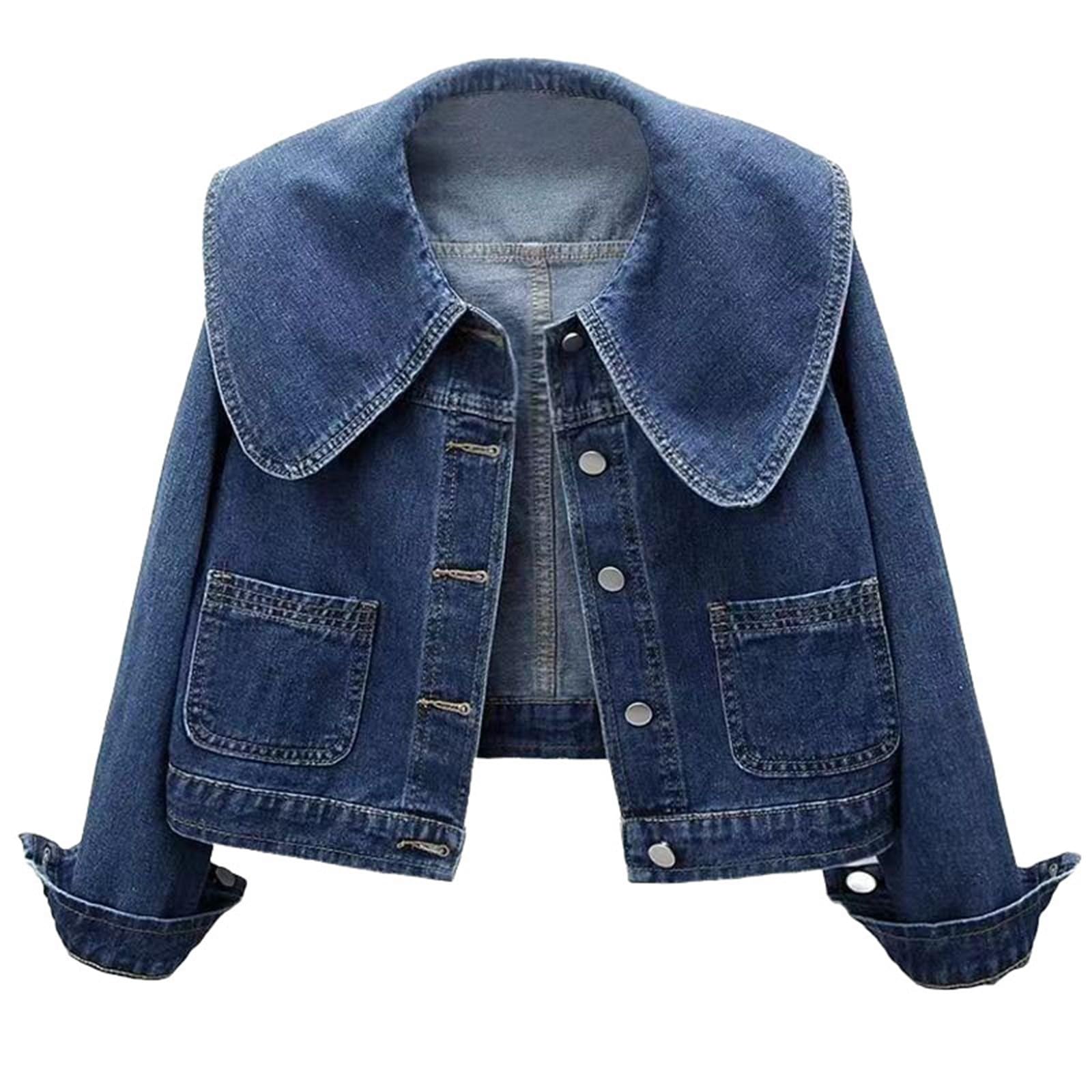 Giacca in jeans da donna con bottoni in metallo, cappotto con colletto a risvolto, da donna, con tasche, elegante giacca primaverile