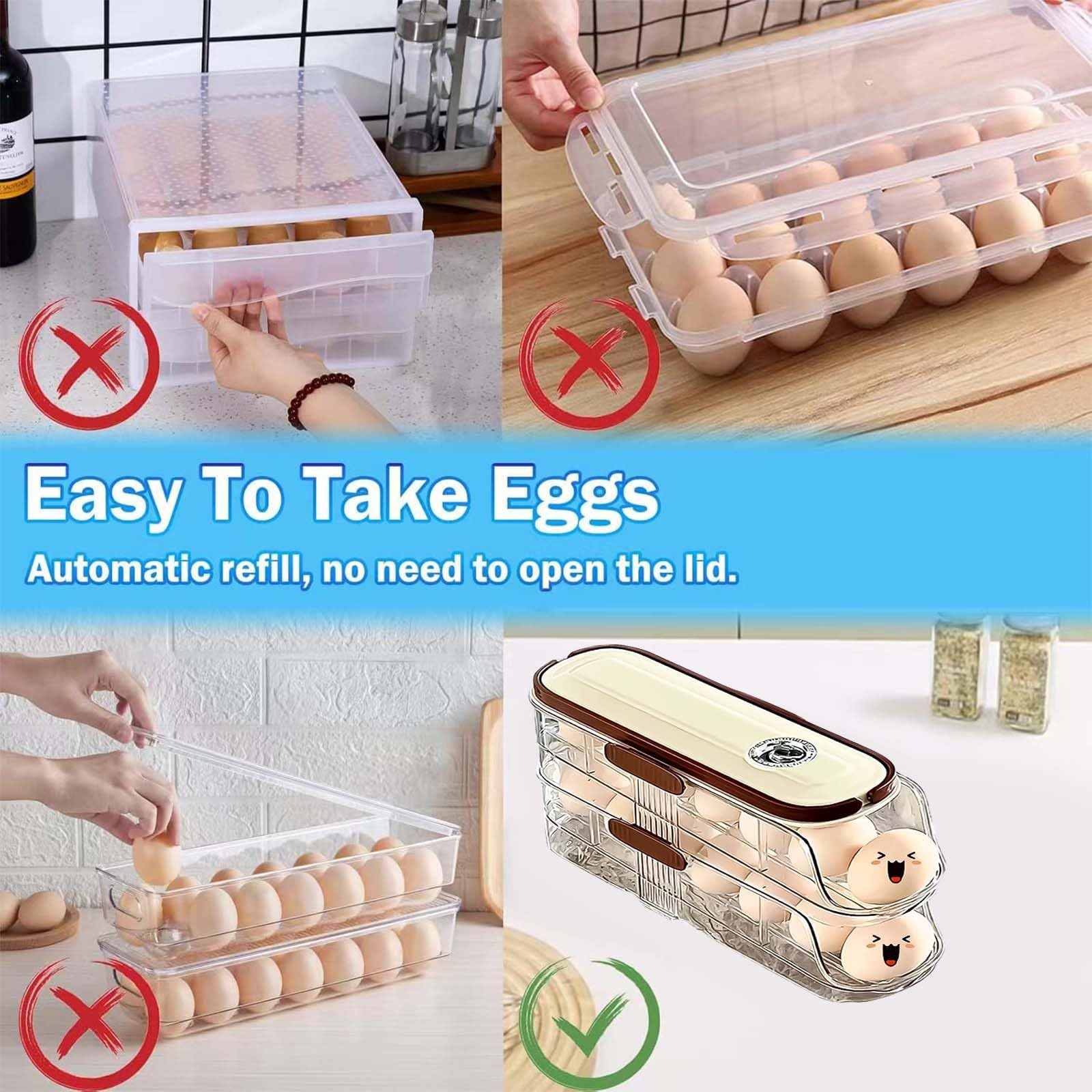 Organizador de Huevos para Nevera, Dispensador de Huevos, Huevera para Frigorífico de Dos Niveles, Solución de Almacenamiento Versátil