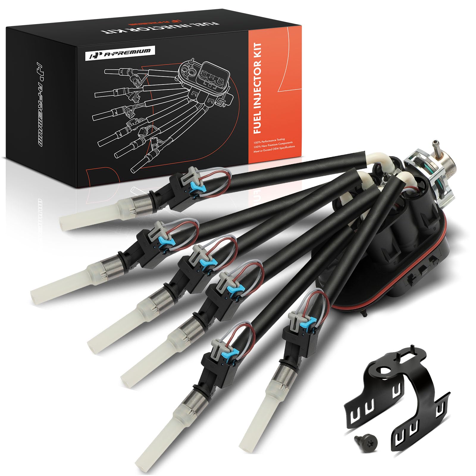 A-Premium Fuel Injector Assembly w/Return Fuel System Compatible with Chevy Chevrolet & GMC Models - V6 4.3L - Silverado 1500, Sierra 1500, Blazer, C/K1500, Savana/Express 1500/2500, Jimmy, Safari