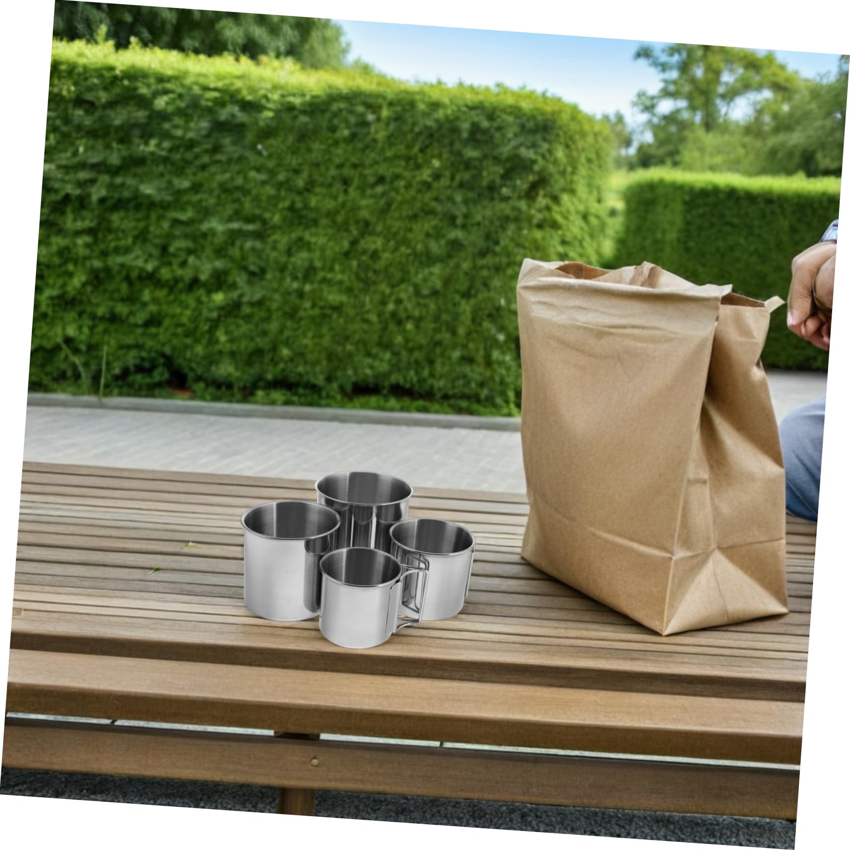 KOMBIUDA 4 Stück Edelstahl Becher Outdoor Faltbare Campingbecher aus Edelstahl Tragbar und Leicht für Camping Reisen und Grillen