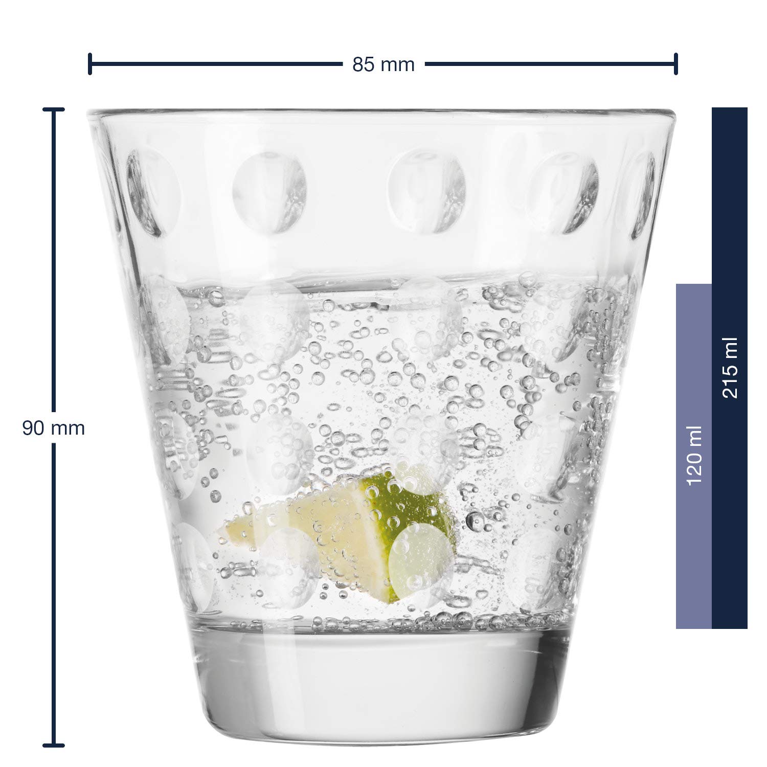 Leonardo Optic Trink-Gläser 6er Set, spülmaschinengeeignete Saft oder Wasser Gläser, Trink-Becher aus Glas mit Muster, 215 ml, 012683 (Packung mit 3)