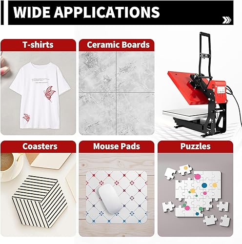 Miniatura 8 de Máquina digital de transferencia de sublimación de camiseta de 16 x 20 pulgadas, oscilante, 2000 W, con deslizamiento y resistente para ropa,