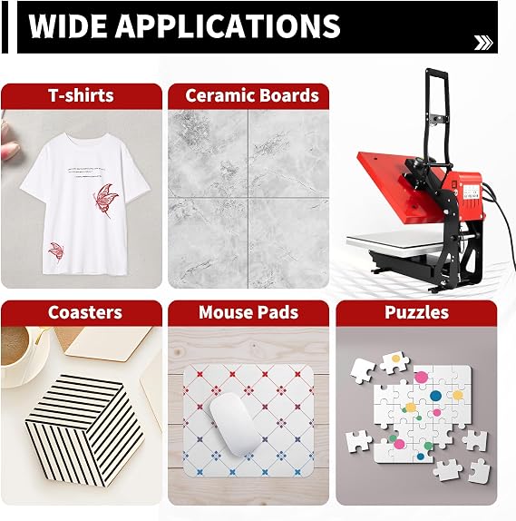 Heat Press Machine, 16x20 Heavy Duty Auto Open Heat Press Machine T-Shirt Clamshell Digital Sublimation DIY Printer Heat Transfer with Slide Out Base Function for T-Shirts, Bags, Mats, Mouse Pads