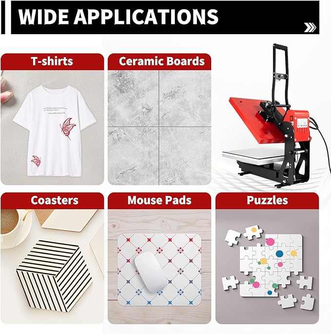 Prensa Térmica Automática 16x20 Pulgadas con Función Deslizante, Roja miniatura 7