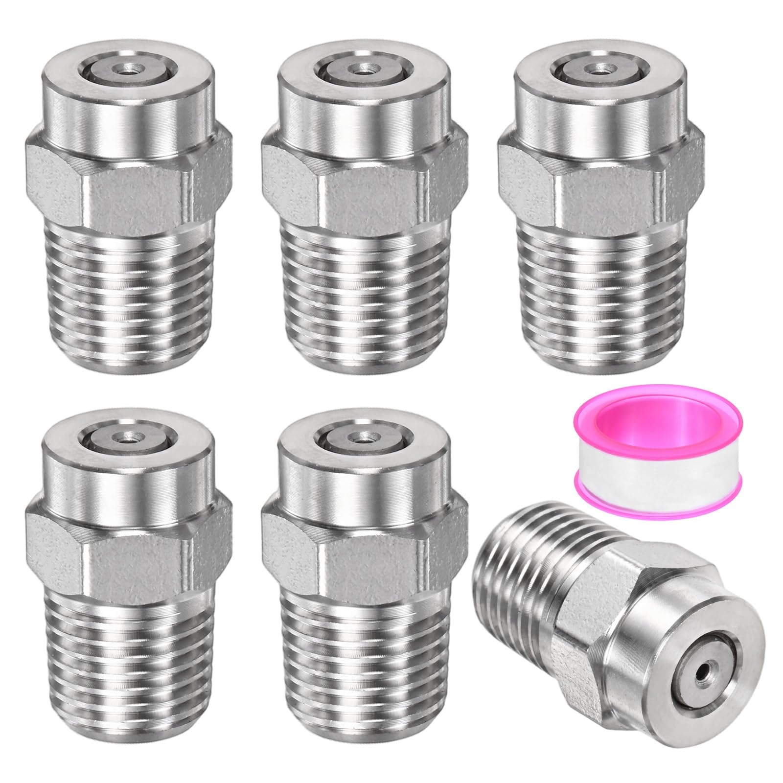 TIXIPEM 1/4IN Male NPT 0 Degree Surface Cleaner Tips [6PCS] - Pressure Washer Nozzles Cleaner Nozzle Replacement Use for Water Gun & Water Broom - [Stainless Steel-1.449MM Orifice] — image 1