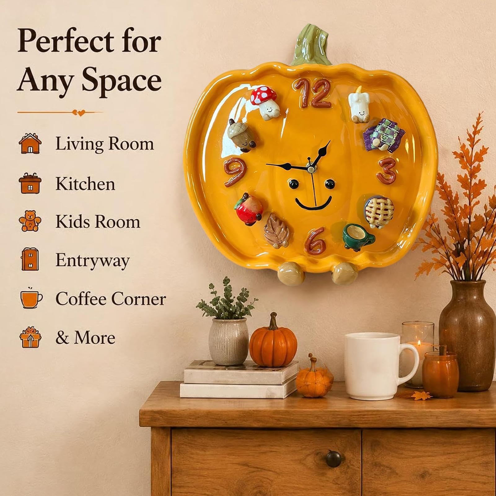 Genérico Reloj de Pared Magnético Decoración Otoñal de Resina Magnética