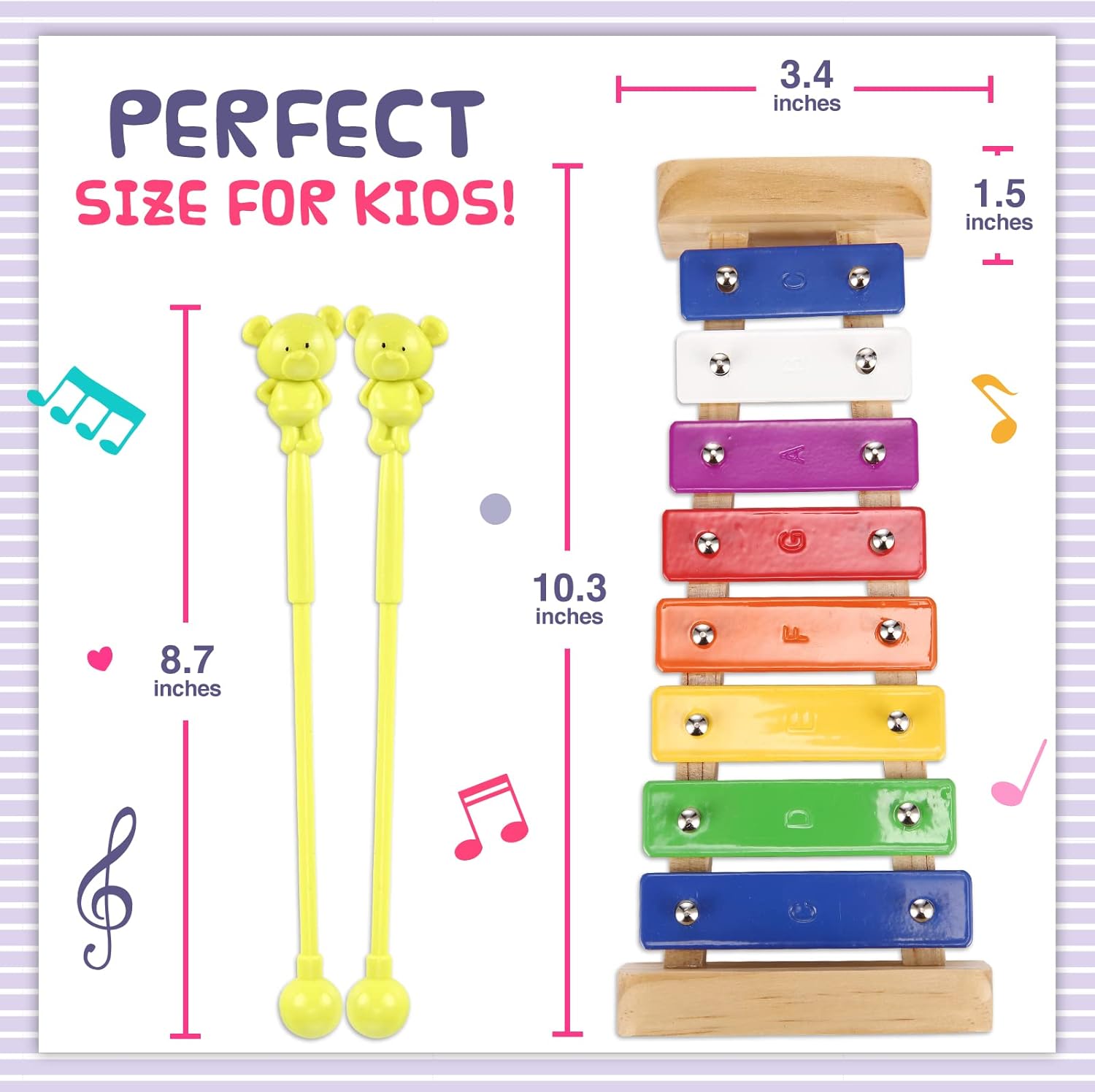 Buy Xylophone for Kids and Toddlers with Mallets, Harmonica, and Music Cards, Glockenspiel