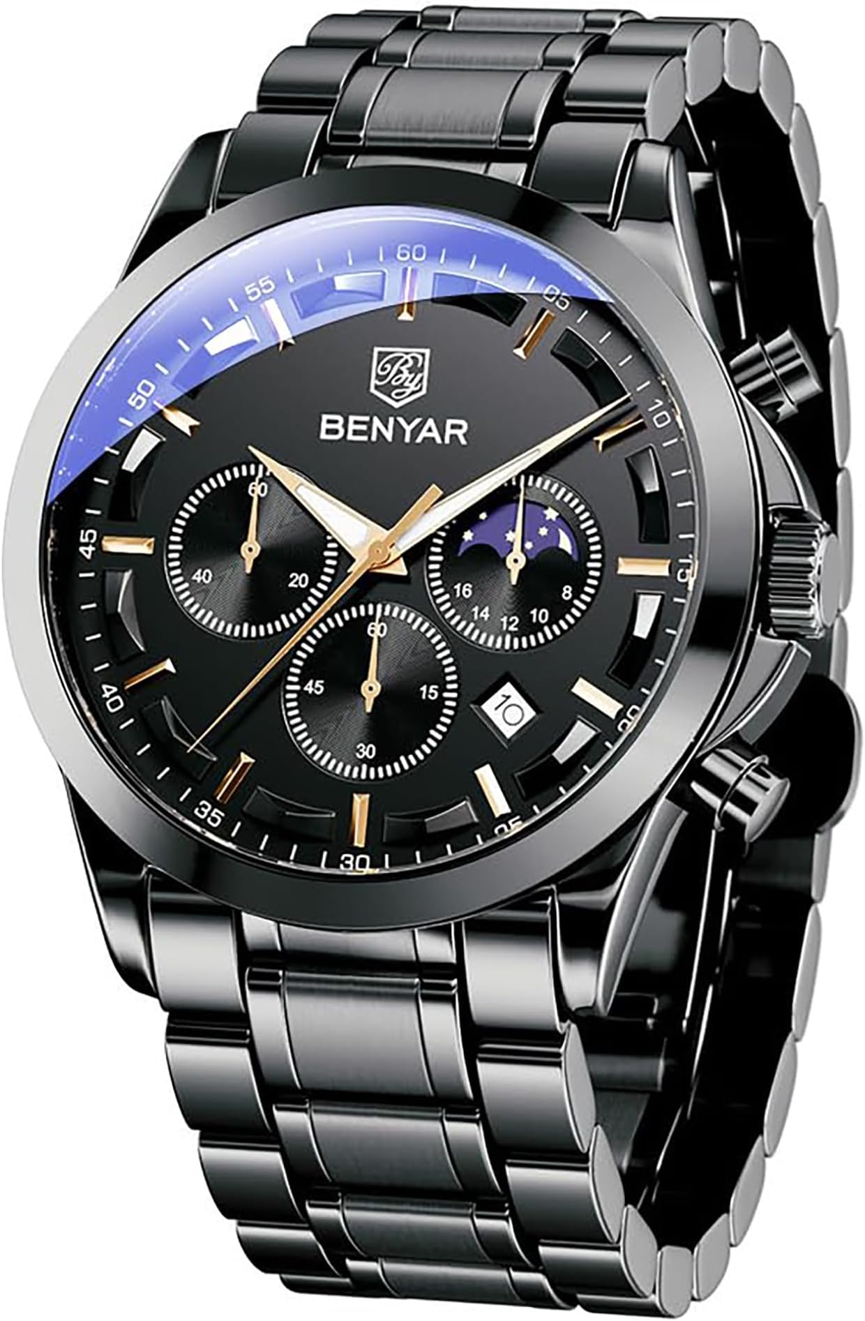 BY BENYAR Mens Watch Waterproof Chronograph Date Watch for Men Quartz Movement Analog Watch Business Casual Gift for Men