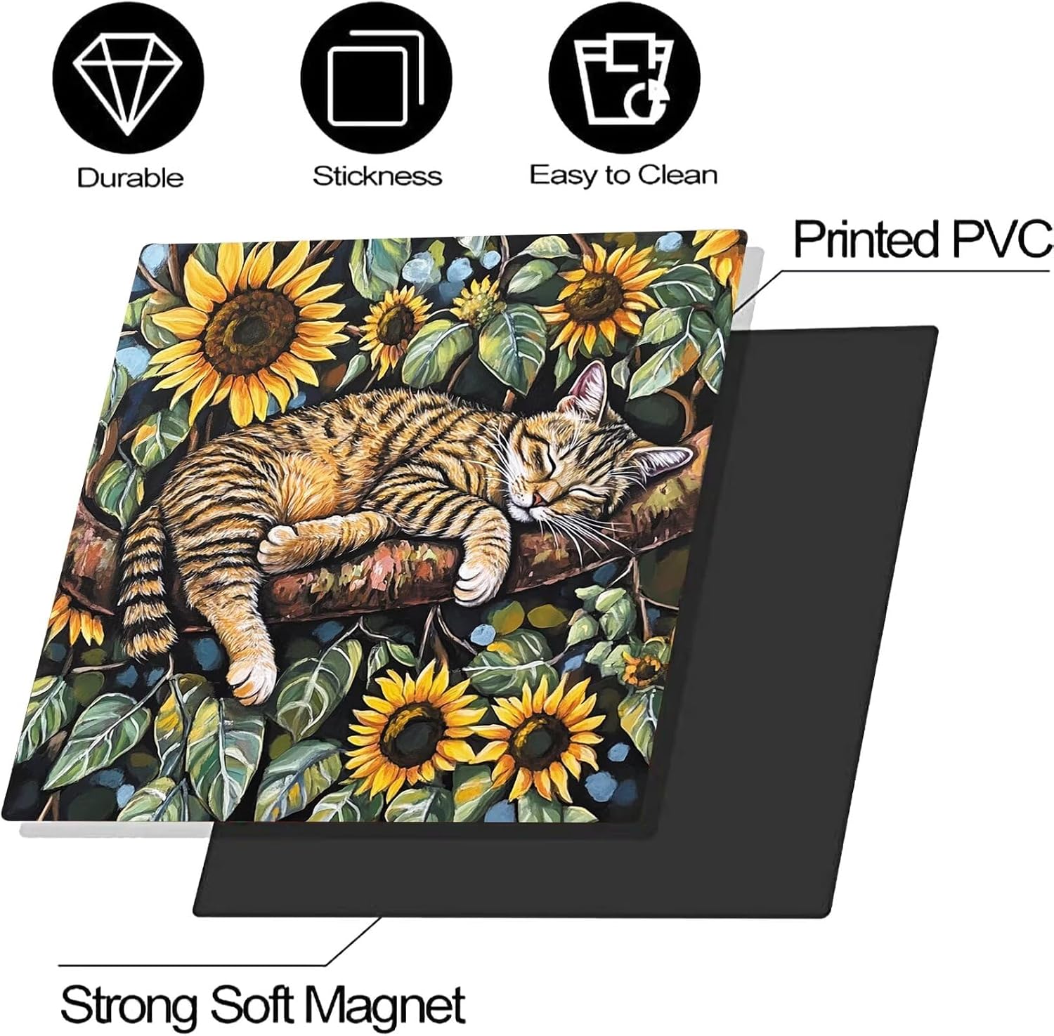 Dishwasher Magnet Cover Sunflower and Cute Cat Decorative Magnetic Dishwasher Sticker Front Dishwasher Door Cover Home Personality Kitchen Decor 23" x 26" Magnetic