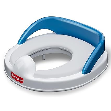 Fisher-Price Baby Potty Training Seat/Western Toilet Seat for Kids 1 to 5 Years with Child Safety Buckle Fixation Technology, Comfortable Safe Cushion, Splash Proof Design, Anti Skid Legs (Blue)