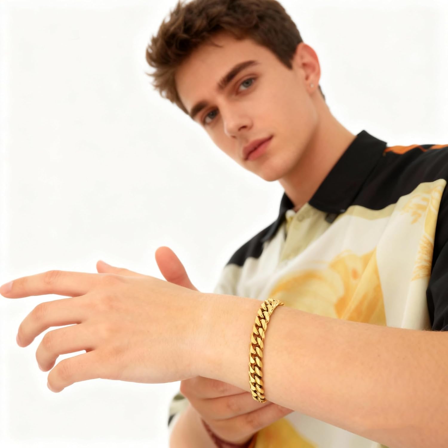 CaptainSteeL Cuban Bracelet for Men and Women, 7/7.5/8/9inch Stainless Steel Bracelet, Gold Plating/Stainless Steel Fashion Jewelry Bracelet, Holiday Gift with Flannel Bag - Image 2