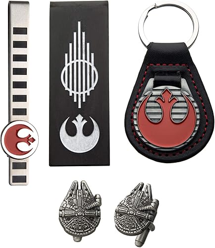 Star Wars Juego de llavero Rebel, clip de corbata, clip para dinero y gemelos, Metal, N A