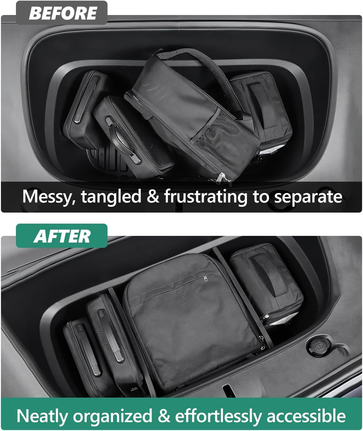 2PCS Front Trunk Partition for Tesla Model Y Juniper 2025 2026 Frunk Partition Tpe Front Trunk Organizer Dividers Model Y Accessories for Supermarket Daily Travel Goods Storage Separation