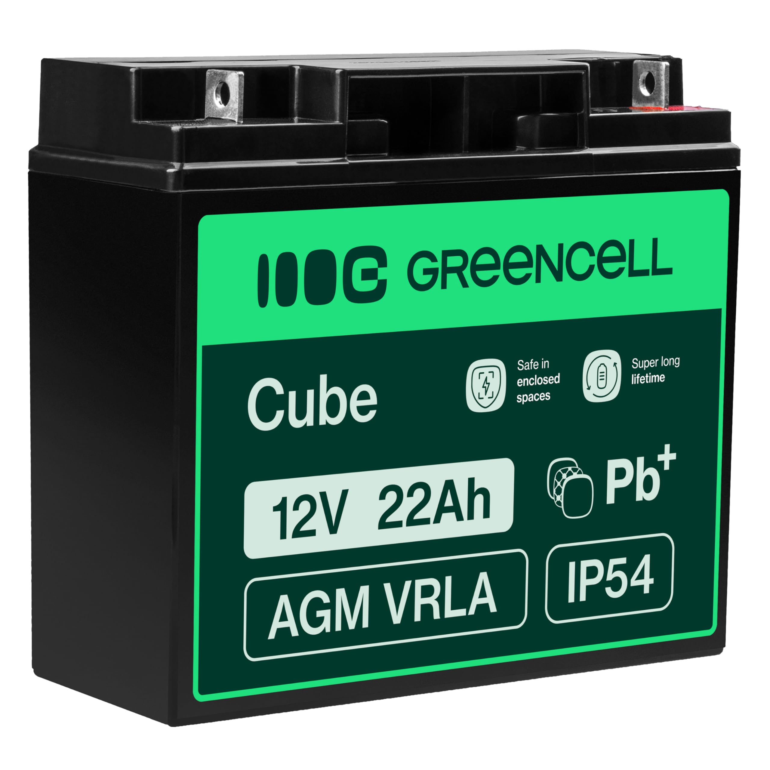 Green Cell AGM 12V 22Ah VRLA Batterie au Plomb pour Jouets et Tondeuses | pour Caisses et Balances, Systèmes d’Alarme et de Sécurité Incendie, Caméras de Surveillance et Systèmes de Télécommunication