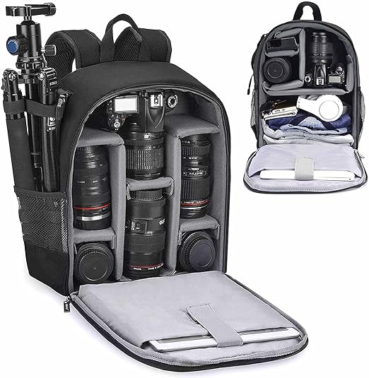 Cwatcun Camera Backpack Bag Waterproof Camera Bag for Canon Nikon Sony DSLR SLR Camera for Women Men Photographer