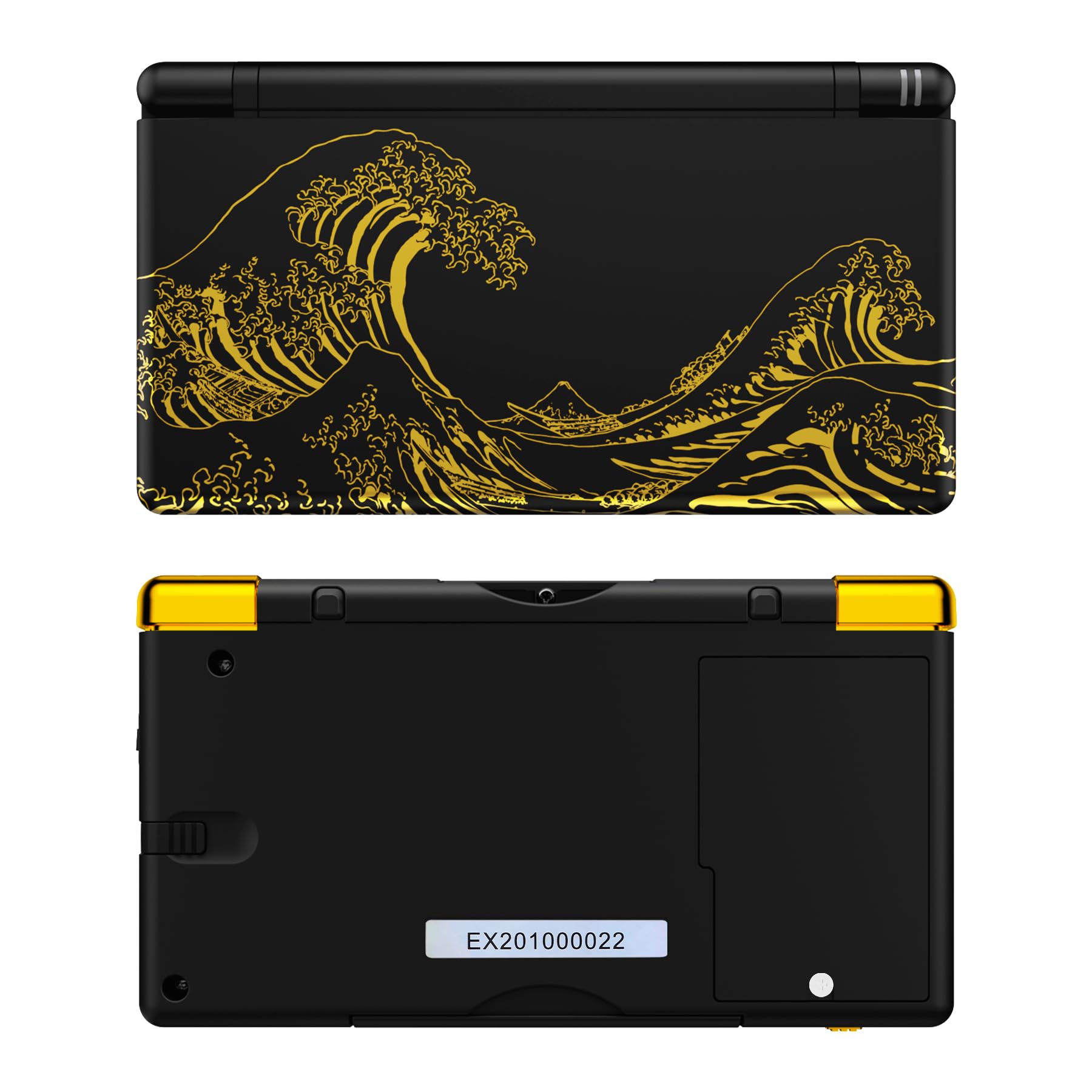 eXtremeRate Carcasa para Nintendo DS Lite Funda Protectora Personalizada Placa Cubierta Completa con Botones y Lente de Pantalla para Nintendo DS Lite NDSL - NO Incluye Consola(La Gran Ola-Negro)