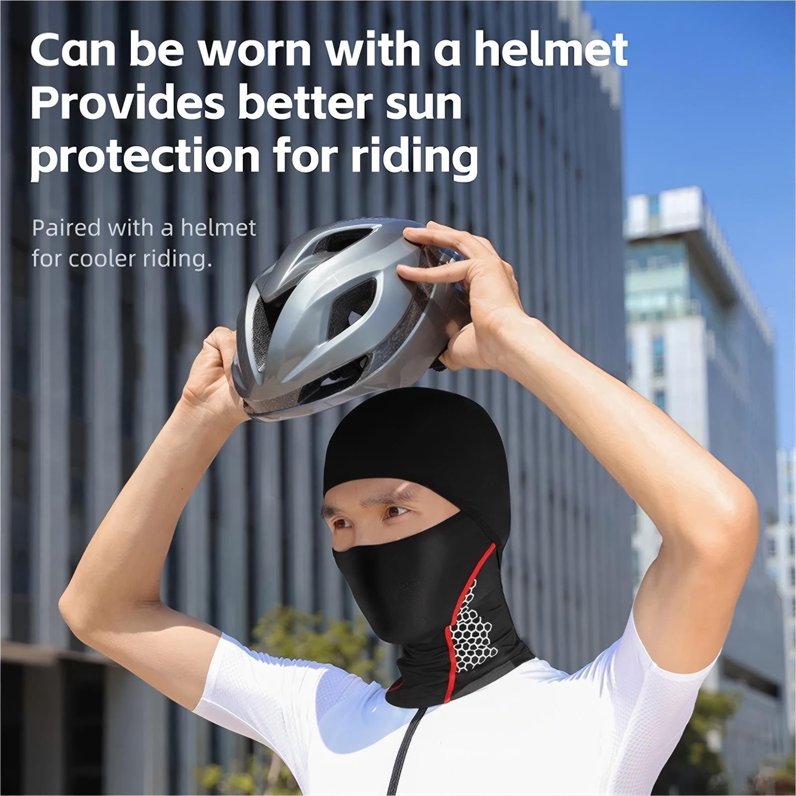 Sommer-Sturmhaube, Eisseide, Atmungsaktiv, Vollgesichtsmaske UPF50+, Fahrradkappe, Fahrrad-Kopfbedeckung, Fahrradhelm-Innenfutter, Sportausrüstung