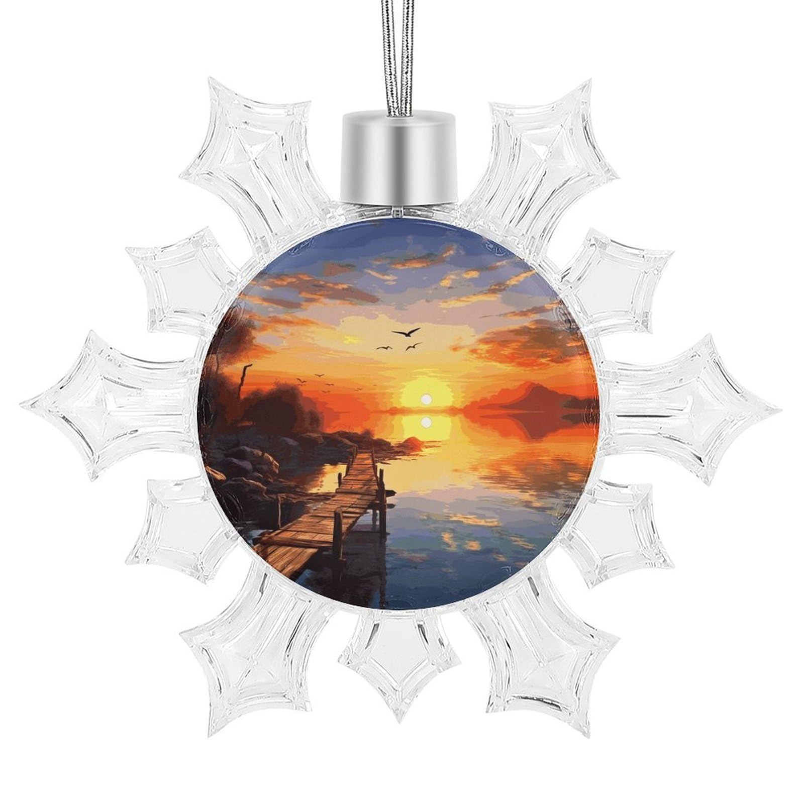 Sunset Scenery Snowflake Ornaments Cute Snowflake Pendant Exquisite Christmas Tree Ornaments for Christmas Weddings New Year Birthday Holiday Celebration