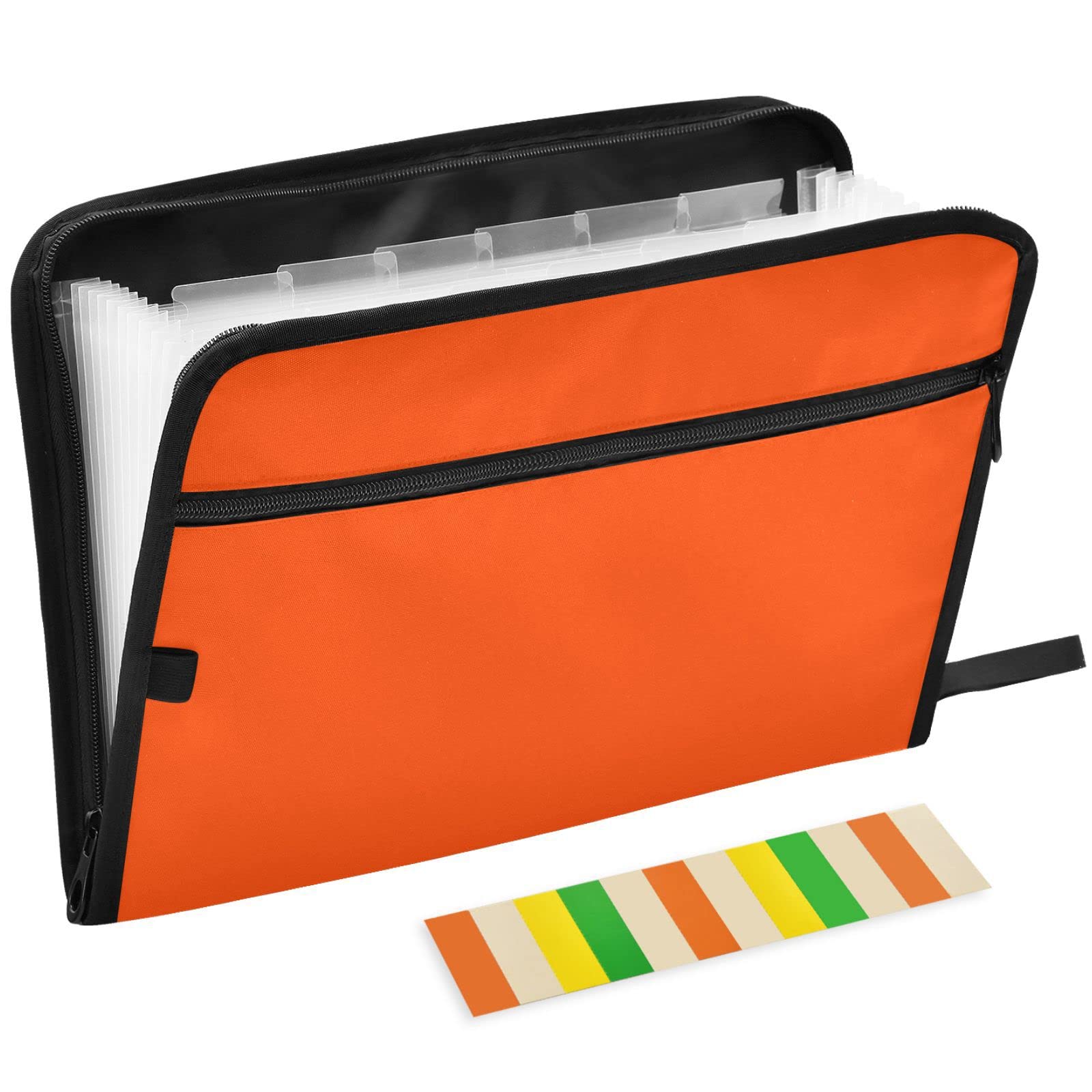 Gredecor 13 Pockets File Folder Organizer A4/Letter Size Water Resistant Orange Red Document Bag with Zipper Filing Folder Expanding File Organizer