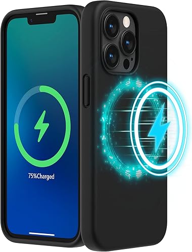 SURPHY Funda magnética diseñada para iPhone 13 Pro compatible con MagSafe (6.1 pulgadas versión 2021), funda de silicona líquida con forro de