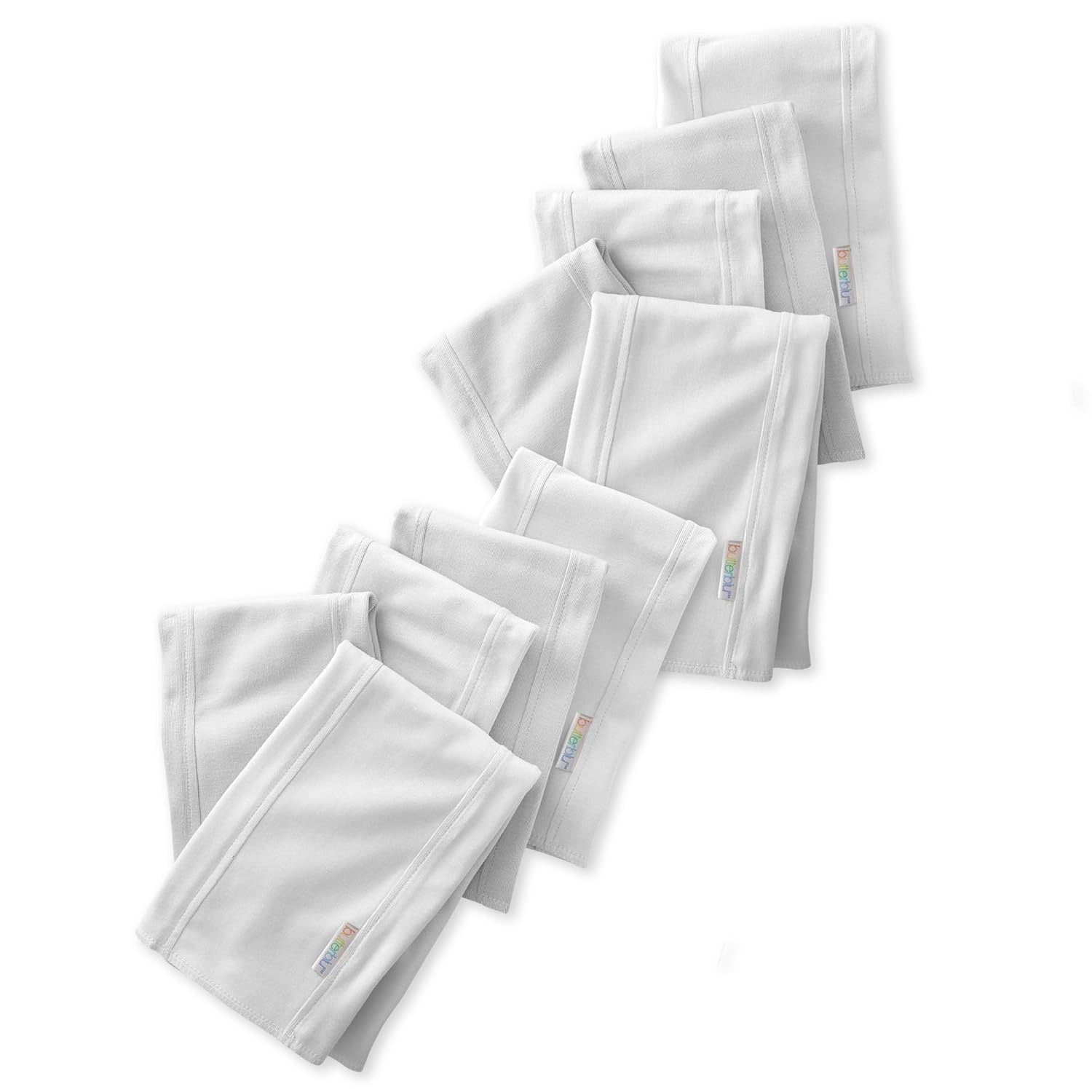 Bailey 10-Pack Burp Cloths 100% Organic Cotton Knit for Newborn & Baby Boys & Girls, White, One Size