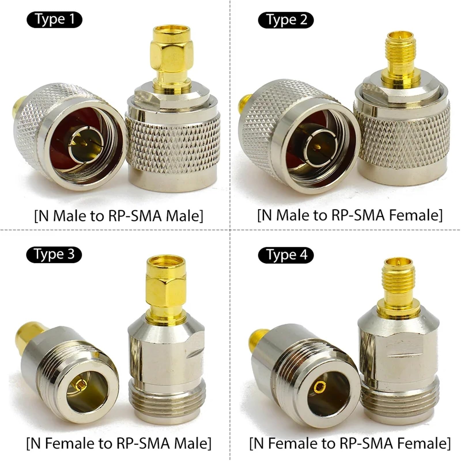 Kit adaptateur coaxial RP-SMA vers type N mâle/femelle (type 3, 3 pièces)