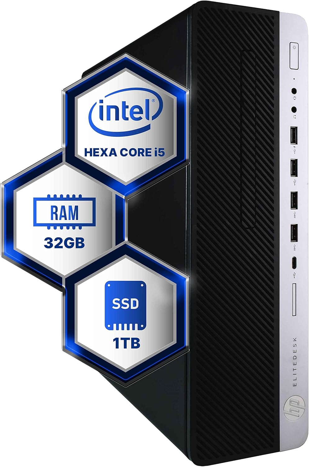 HP EliteDesk 800G4 Desktop Computer | Hexa Core Intel i5 (3.2) | 32GB DDR4 RAM | 1TB SSD Solid State | Windows 11 Professional | Home or Office PC (Renewed)