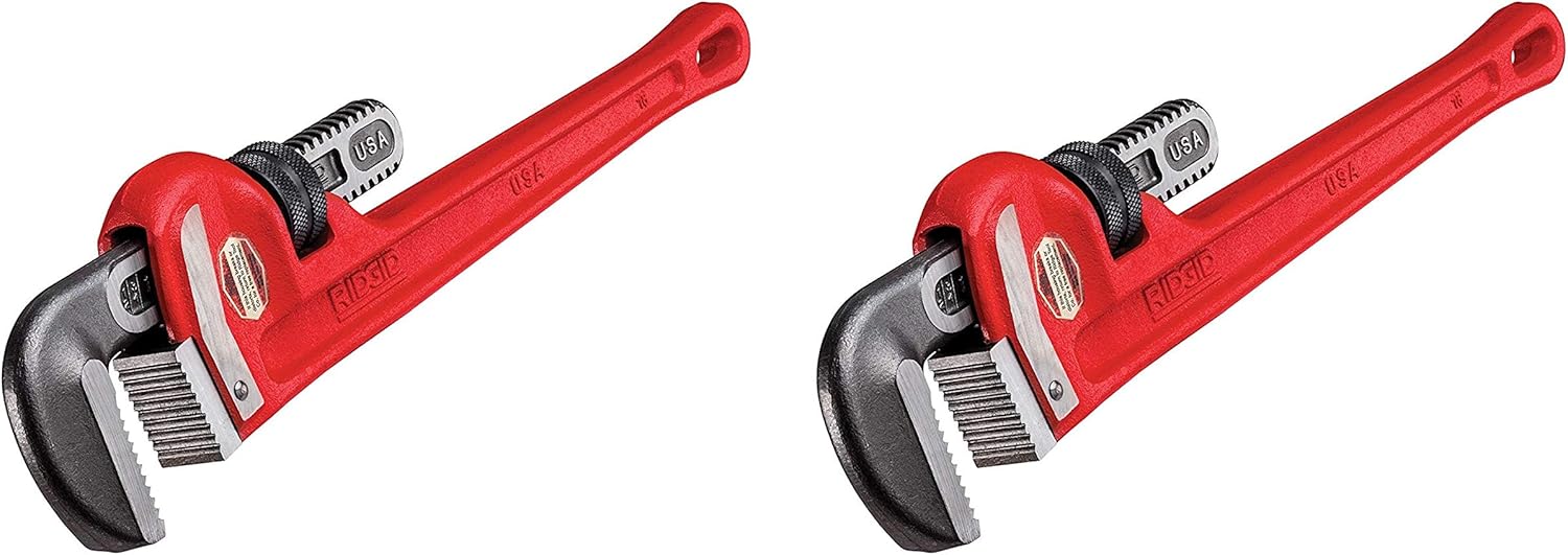 RIDGID 31025 Model 18 Heavy-Duty Straight Pipe Wrench, 18-inch Plumbing Wrench (Pack of 2)