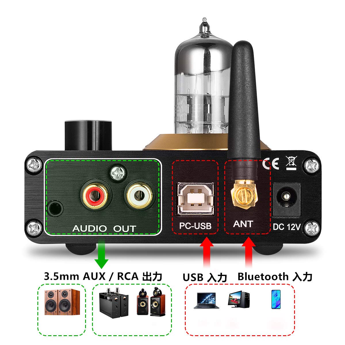 Amazon.co.jp: Douk Audio U4 Mini Bluetooth 5.0 真空管 ヘッドフォン