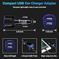 Vista 5 de Car Charger iPhone, 5Pack 2.4A 12V USB Adapter Car Cigarette Lighter USB Charger Car Plug for iPhone 17 16e 16 15 14 13 12 11 SE XR XS X 8 7