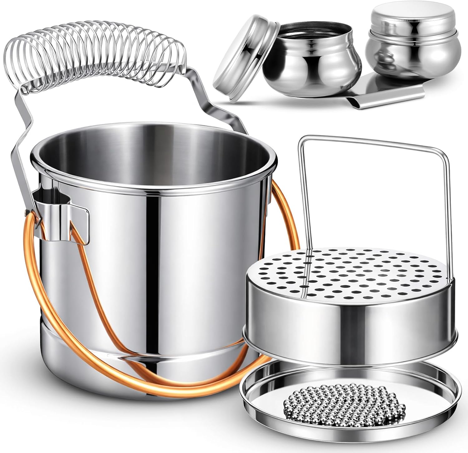 Skybooly 2 Pcs Paint Brush Cleaner Set Stainless Steel Double Dipper Palette Cup Paint Brush Portable Washer Holder for Oil Cleaner Kits(Straight Shape,Jumbo)