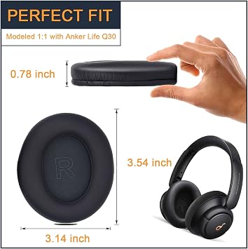 Replacement Ear Pillow Pads with Earpads Protein Leather and Memory Foam for Actpe Anker Soundcore Life Q30 q30bt Replacement Ear Pillow Pads for Soundcore Q30 q30bt