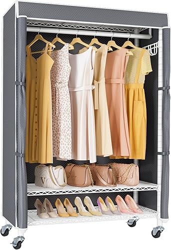 Miniatura 12 de VIPEK R3C - Perchero con ruedas y ganchos laterales, portátil, para colgar ropa, resistente con ruedas y ganchos laterales, estante negro con