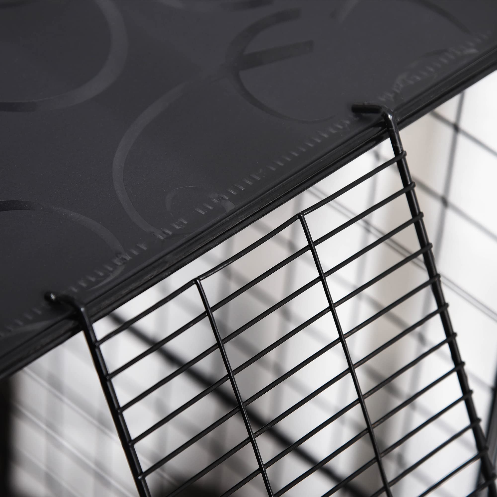 PawHut Enclos pour Petits Animaux, Cage à Lapin modulable 3 Niveaux, 39 Panneaux avec 2 rampes, Parc clôture pour Animaux domestiques intérieur pour Lapin, Chaton, Chinchilla, Furet, en métal, Noir