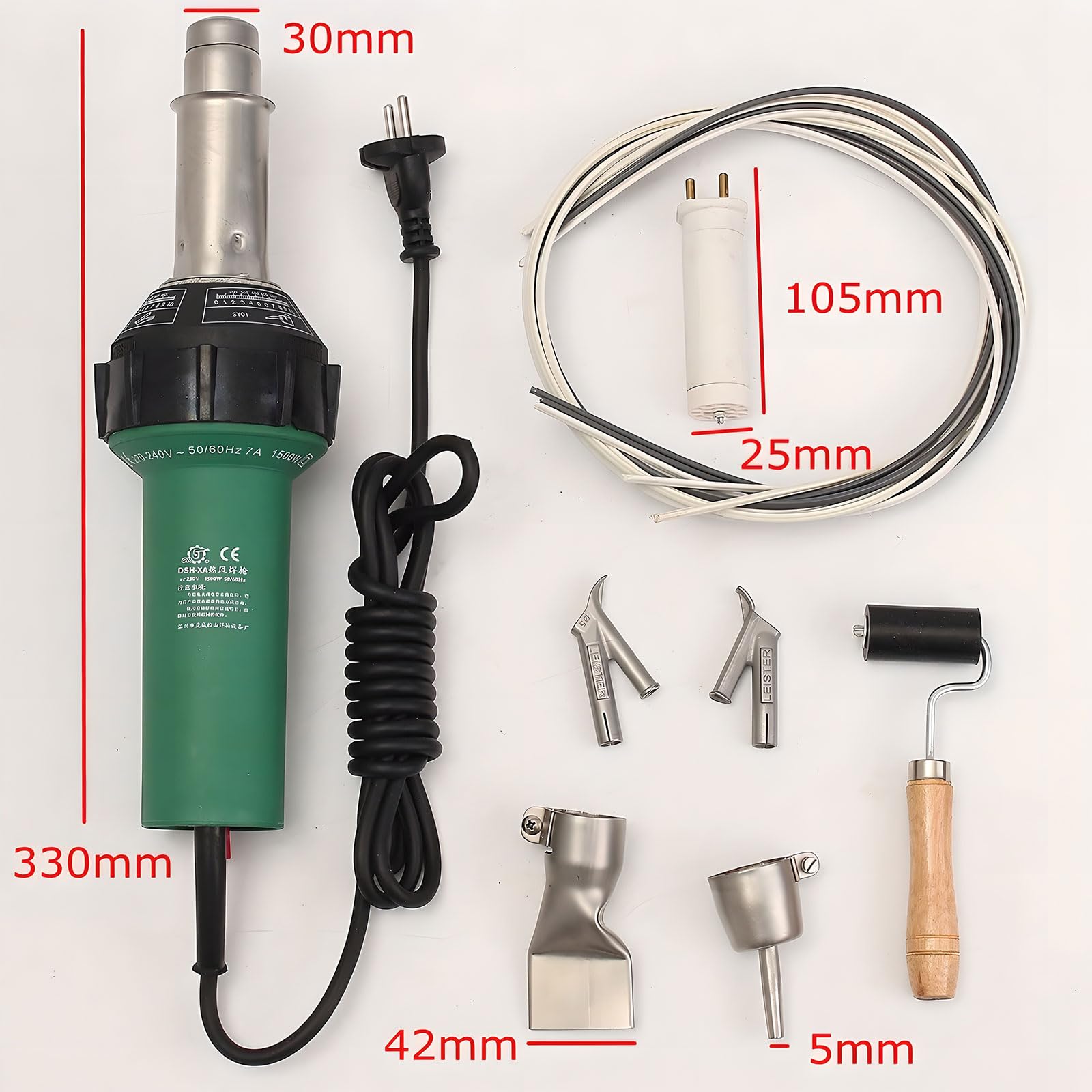 Soudeur en plastique à air chaud 1600 W Pistolet de soudage à refroidissement automatique intelligent pour géomembrane HDPE et toiture TPO