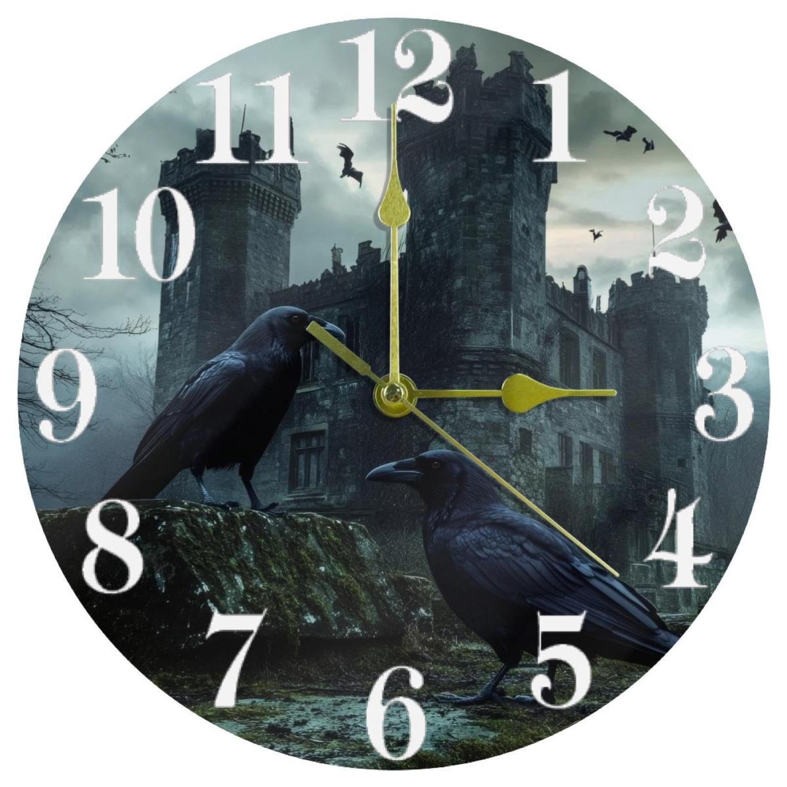 Horloge murale noire en quartz silencieuse sans tic-tac pour salon et bureau