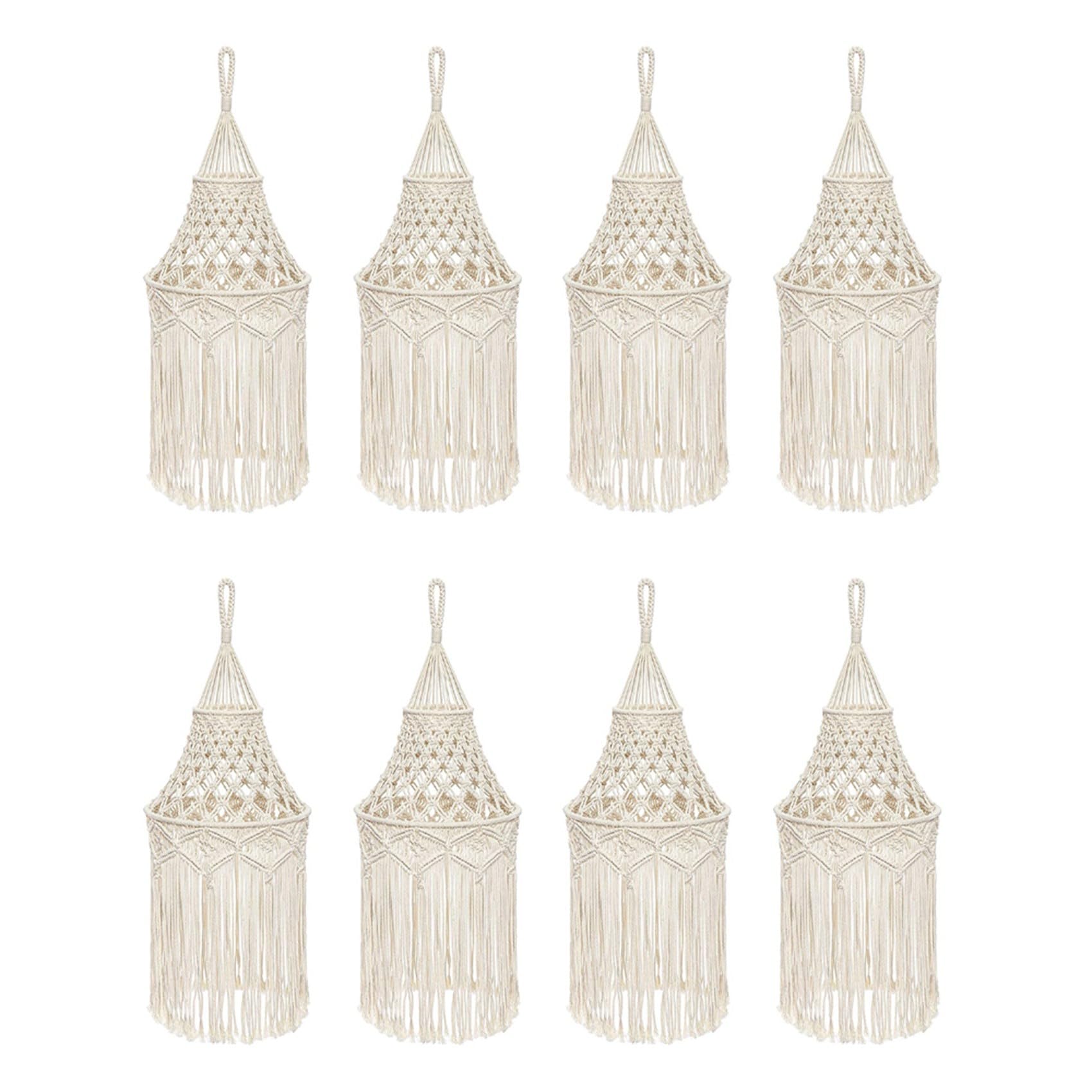 Vjsujehgy 8X Macrame Lamp Shade Hanging Pendant Light Cover Modern Bedroom Living Room Nursery Dorm Room Bohemian