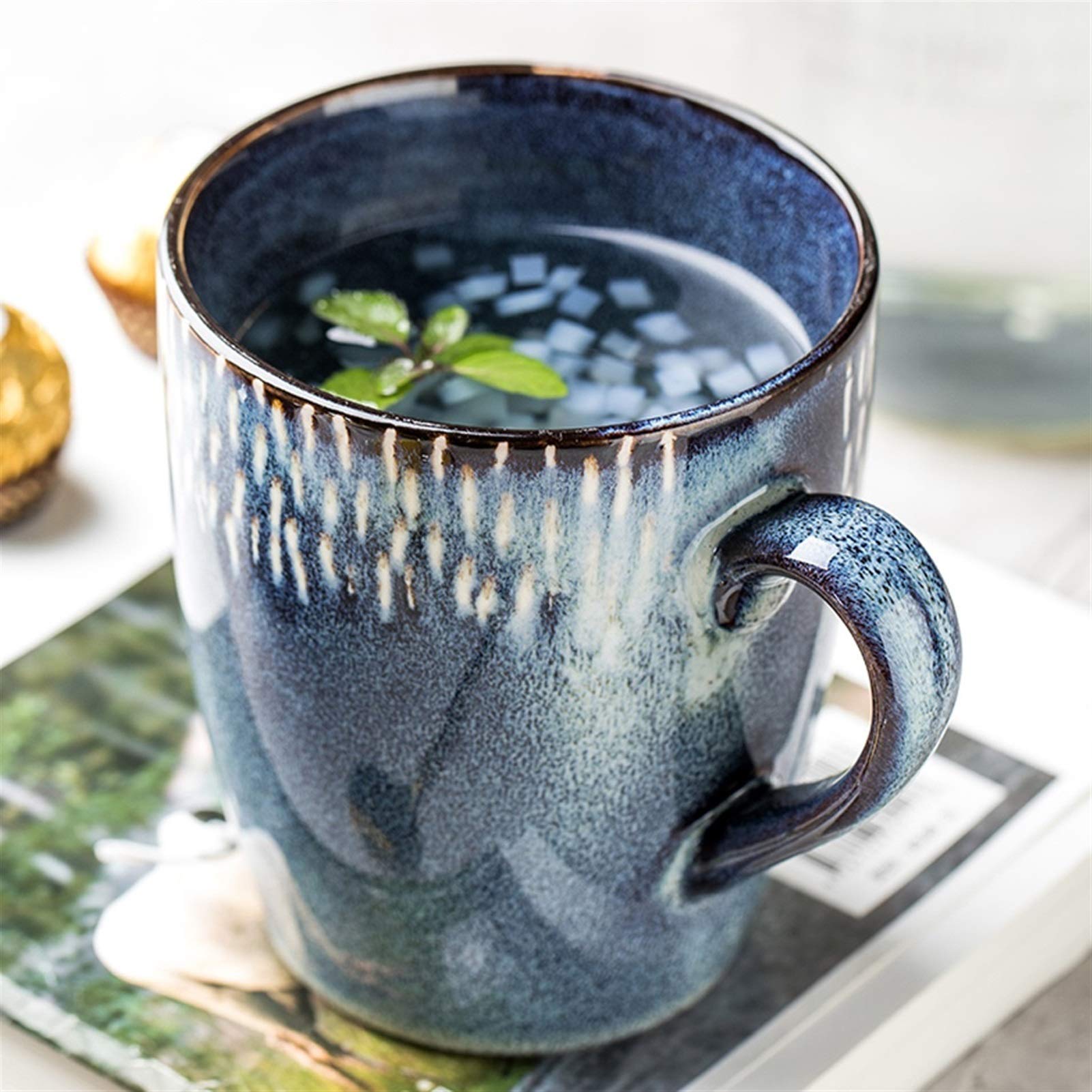 Duo De Tasses Vintage En Céramique émaillée - Motif Multicolore - Occasion En Bon état