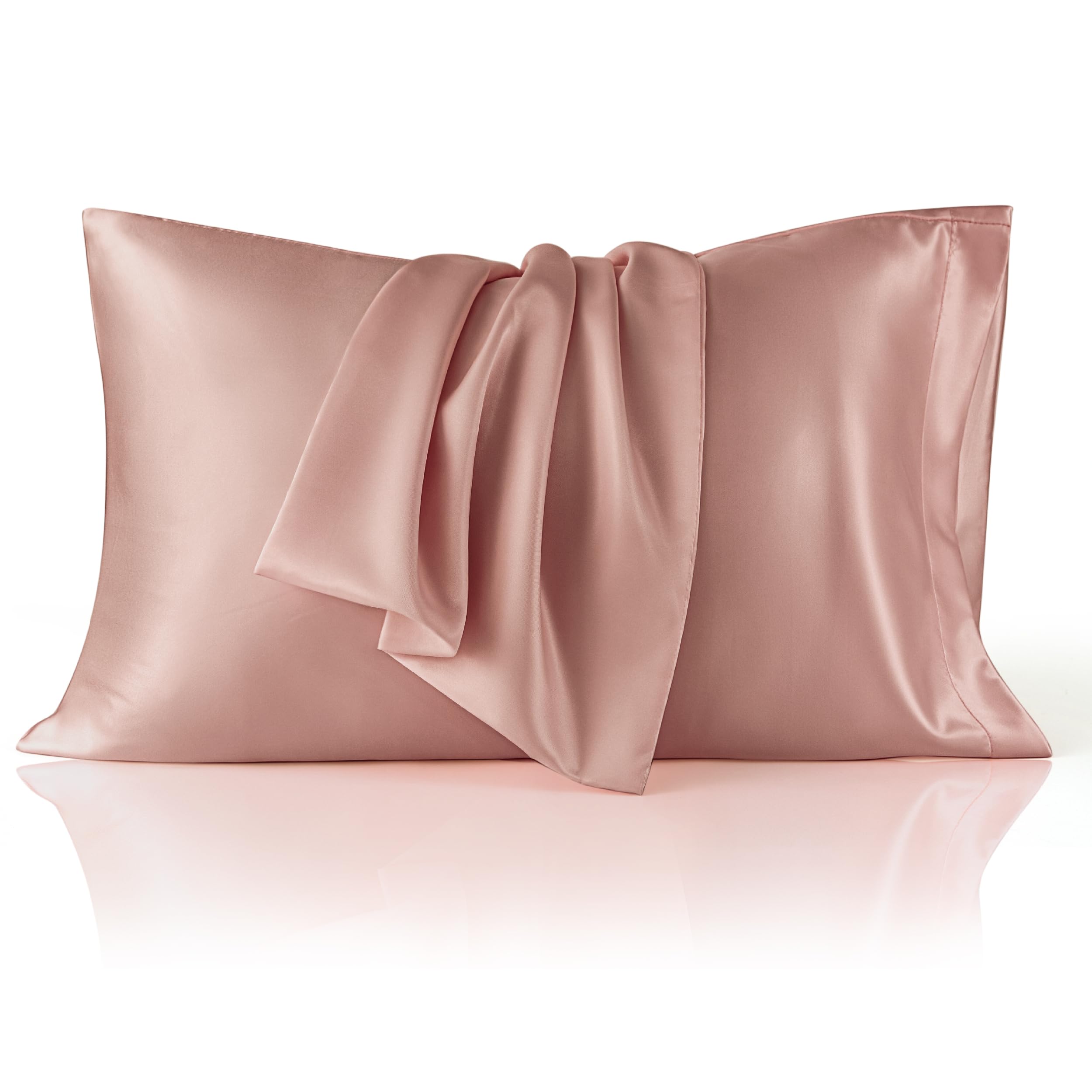 Bedsure Satin Pillowcase 2 Pack Similar to Silk Pillow Cases Standard Size, Pillow Case for Sleeping Women with Envelope Closure, Gifts for Women Men, Rose Cloud, 20x26 Inches, 2pcs